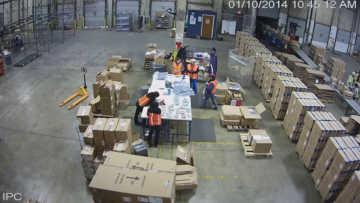 A packing-line zone — defined by polygon, watched continuously