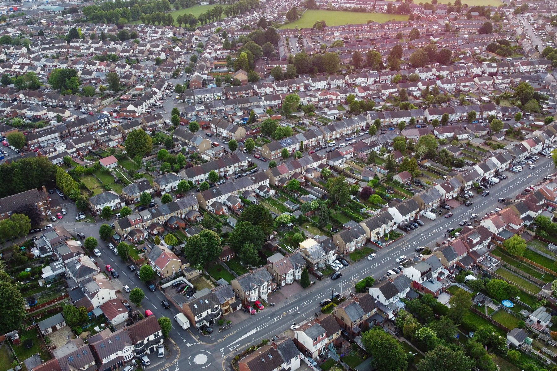 Aerial view of a UK residential estate
